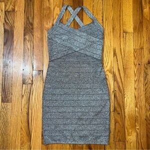 vintage metallic bandage mini dress